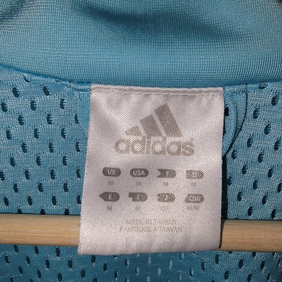 Adidas women's track jacket - light blue/black/white - size M - gently worn - Picture 5 of 7